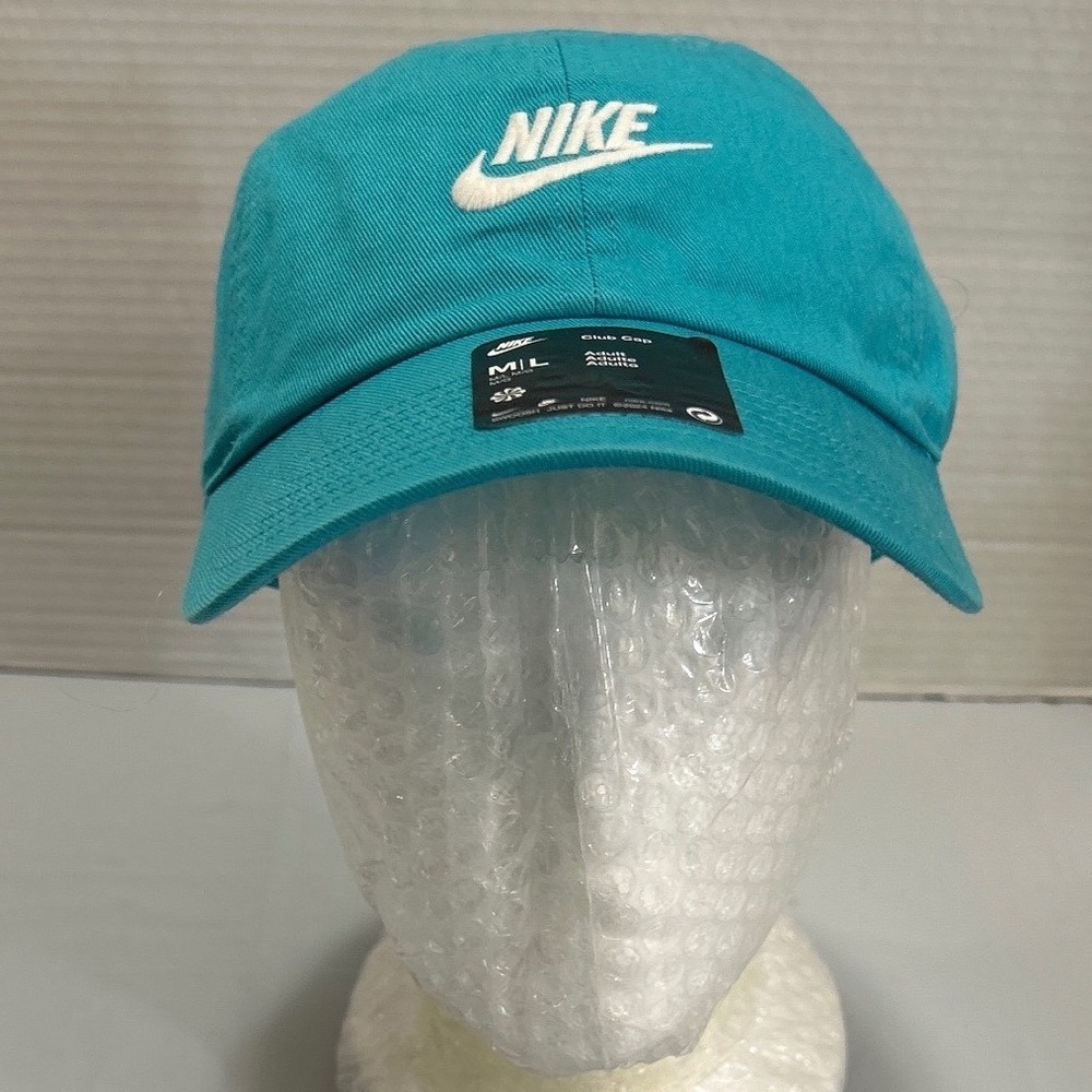 Nike Club Cap Futura Logo Teal Blue Adjustable Dad Hat FB5368-345 M/L‎ NEW